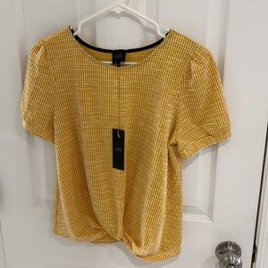 W5 yellow gold twist waist blouse, sz Large NWT